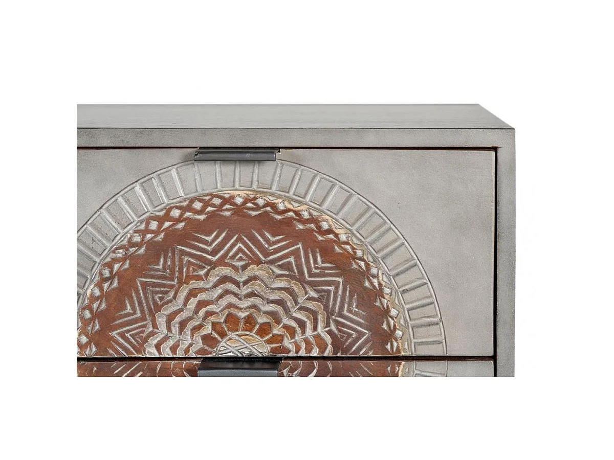 Commode en bois de manguier 45 cm, style industriel ethnique contemporain - 105 x 45 x 35