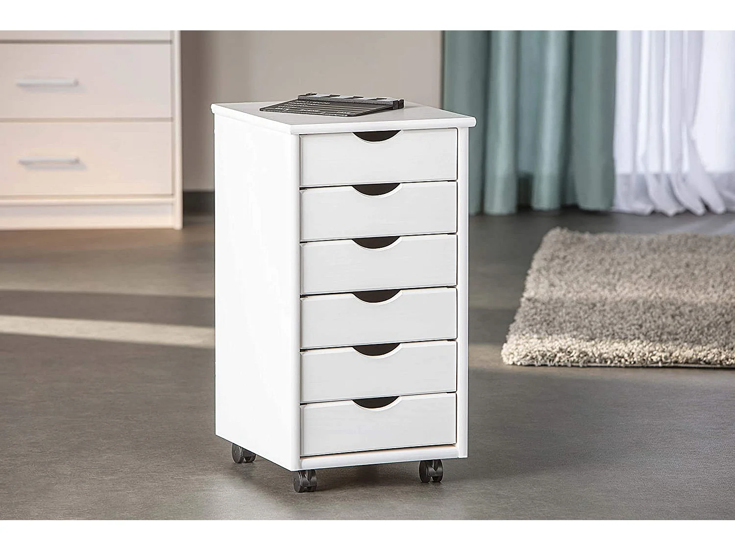 Caisson de Bureau 6 Tiroirs "School" 65cm Blanc