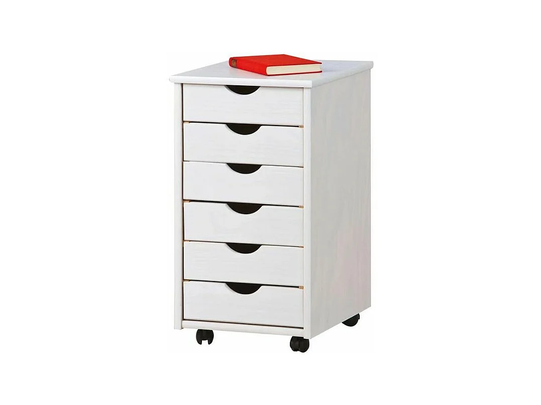 Caisson de Bureau 6 Tiroirs "School" 65cm Blanc