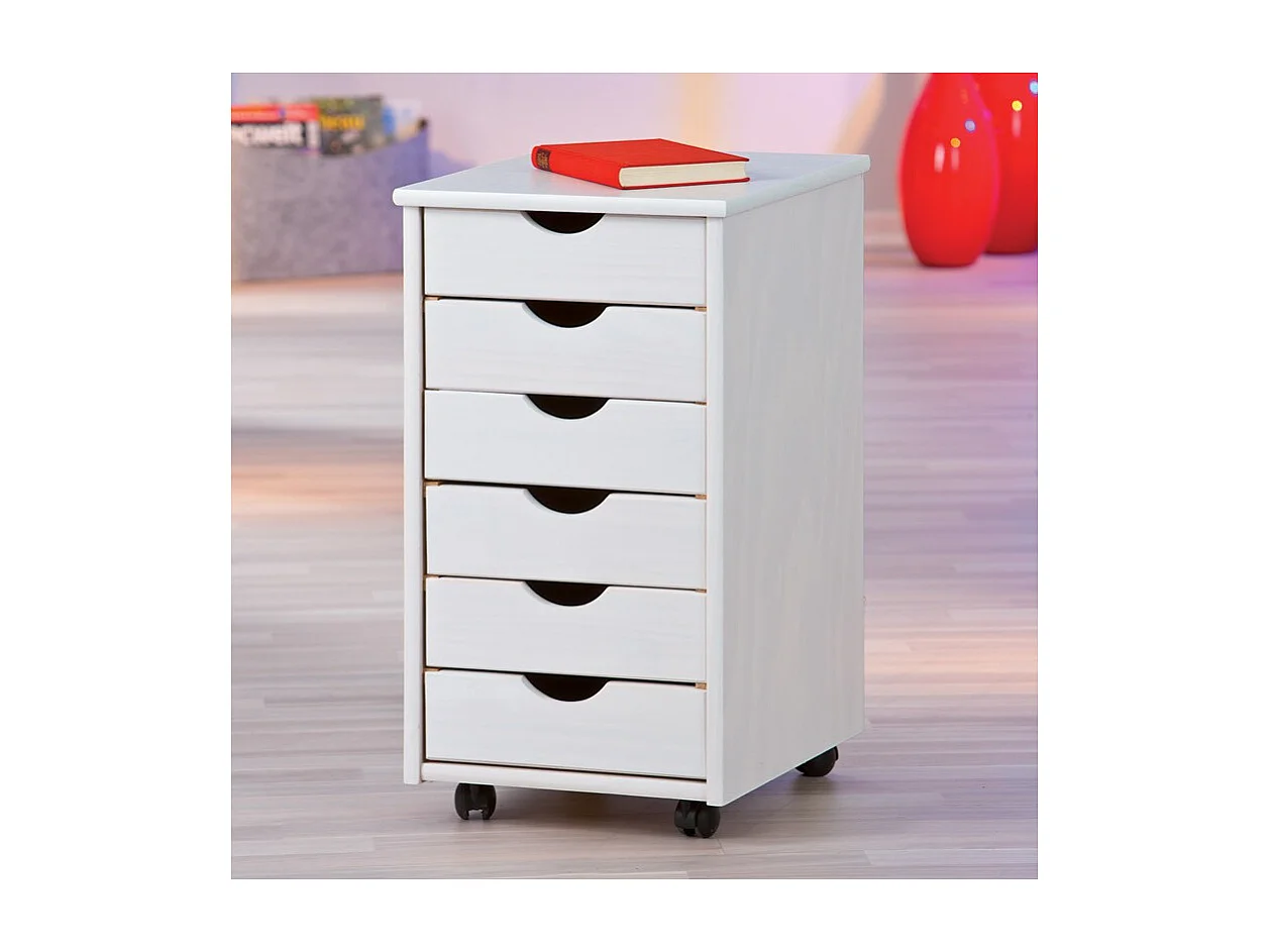 Caisson de Bureau 6 Tiroirs "School" 65cm Blanc