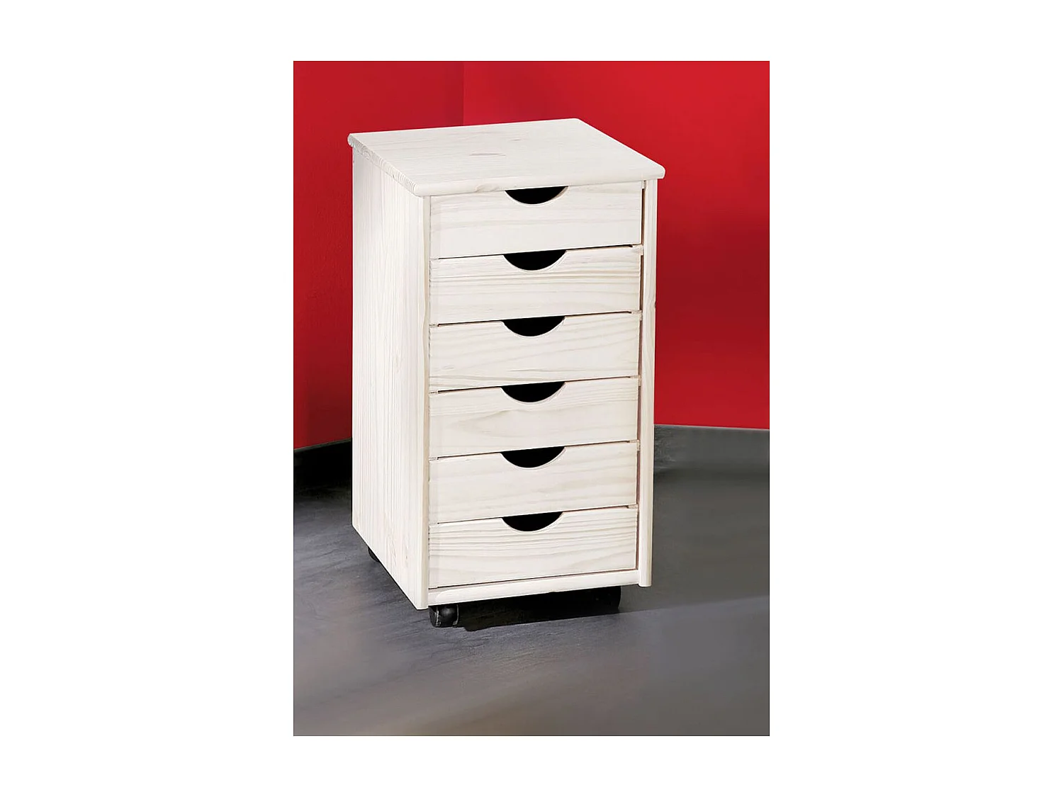 Caisson de Bureau 6 Tiroirs "School" 65cm Blanc