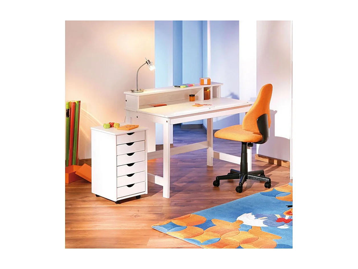 Caisson de Bureau 6 Tiroirs "School" 65cm Blanc