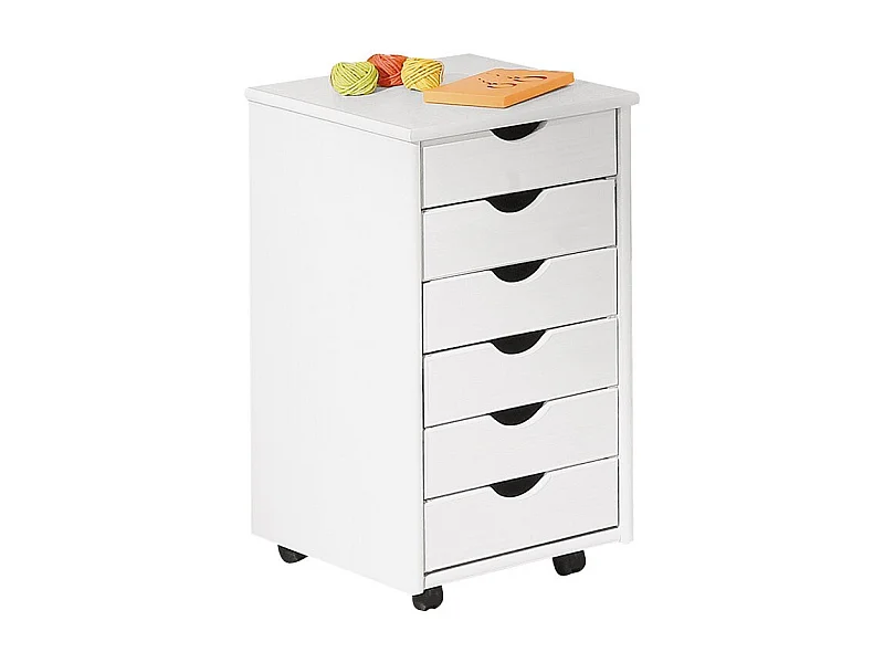Caisson de Bureau 6 Tiroirs "School" 65cm Blanc