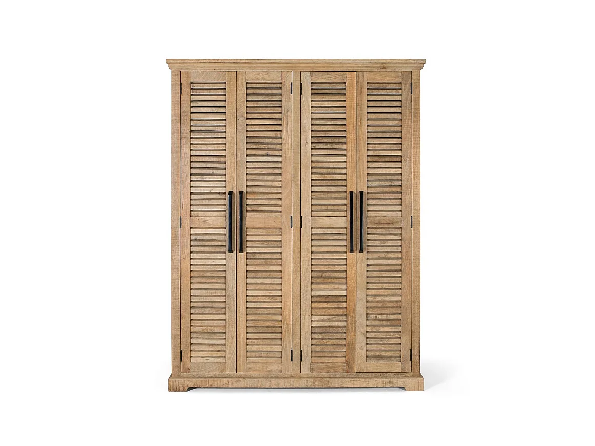 Armoire en bois de manguier 150 cm, style rustique contemporain - 190 x 150 x 50 cm