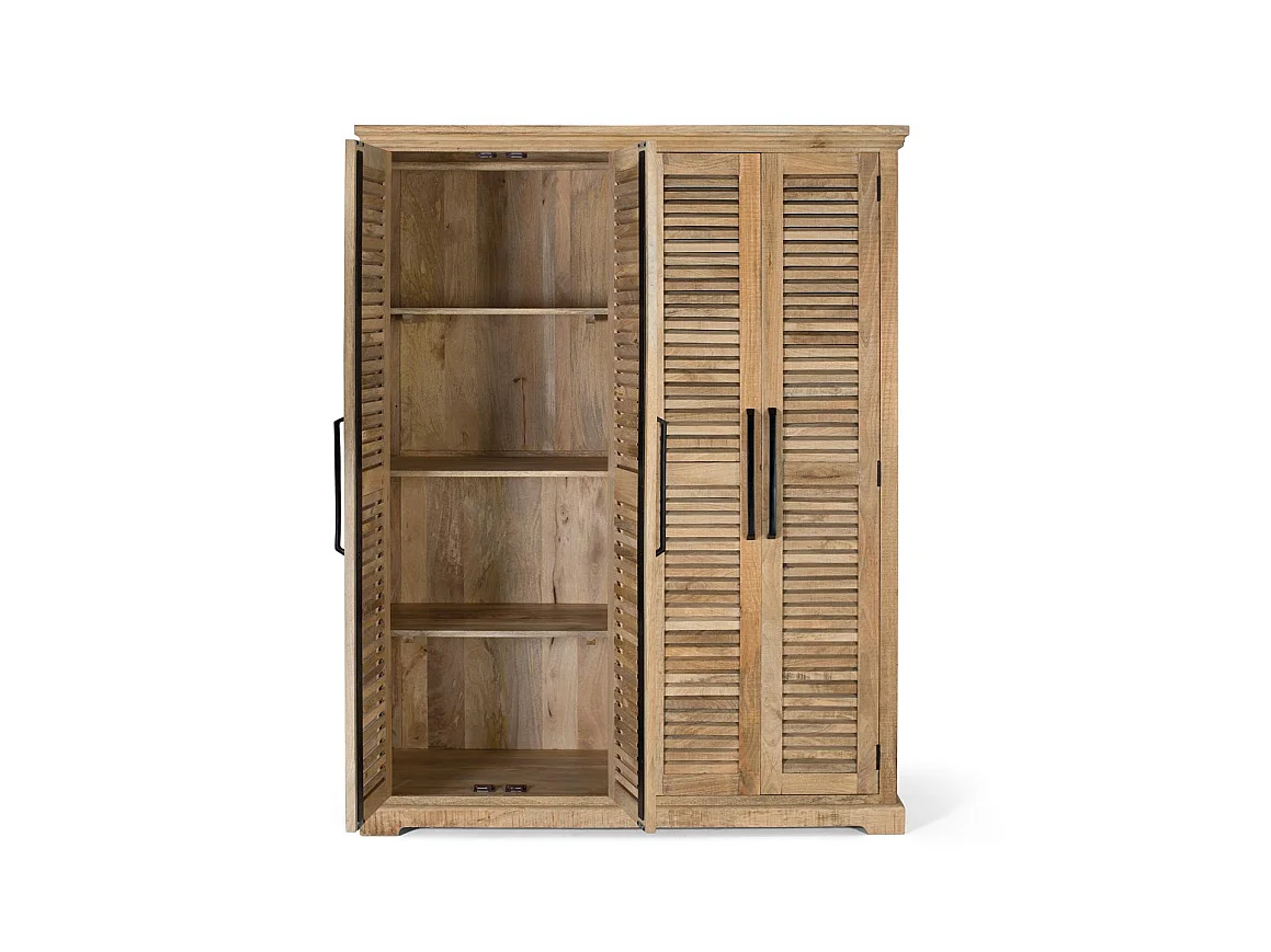 Armoire en bois de manguier 150 cm, style rustique contemporain - 190 x 150 x 50 cm