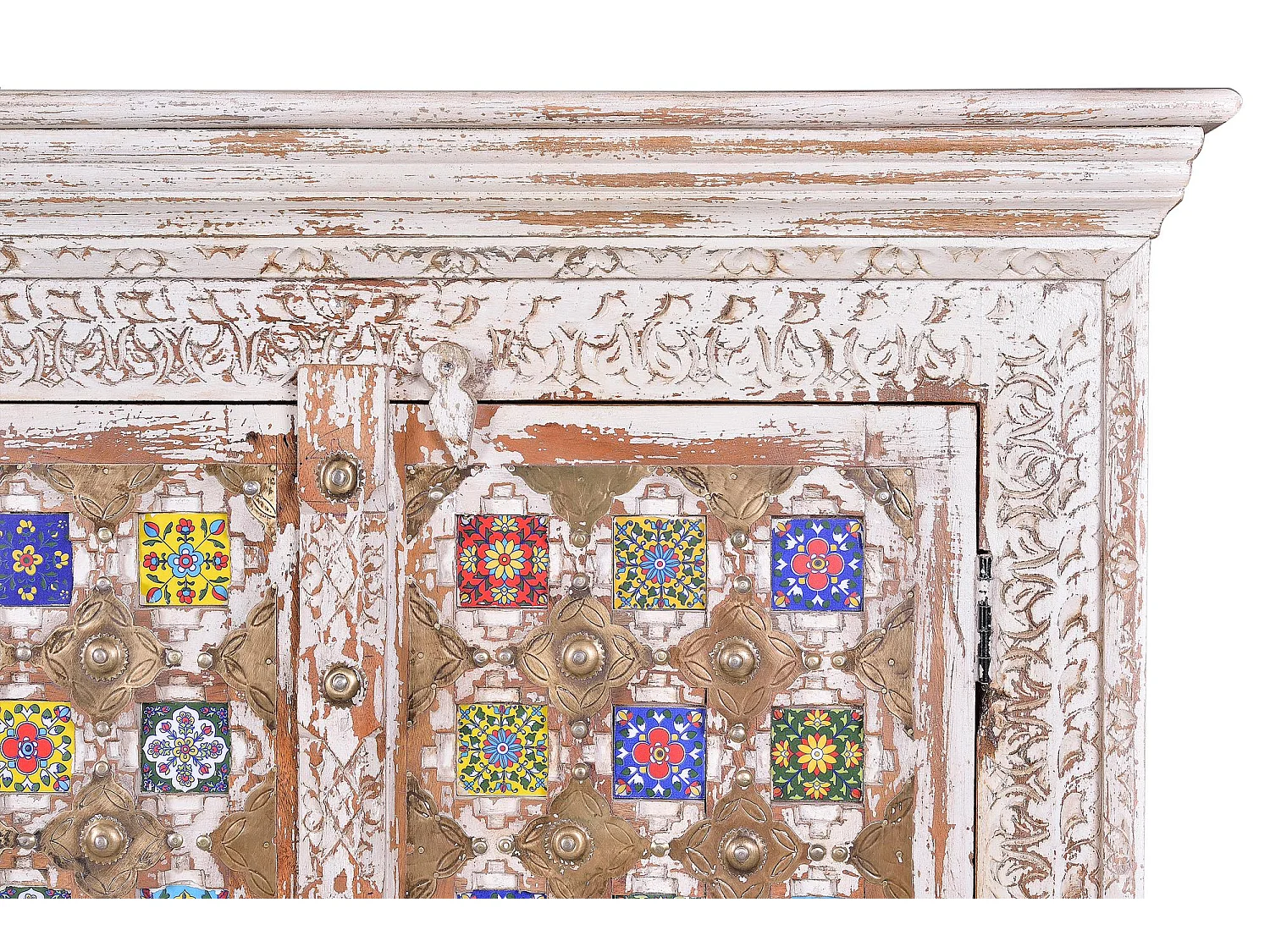 Manguier houten kast met keramische en bronzen details