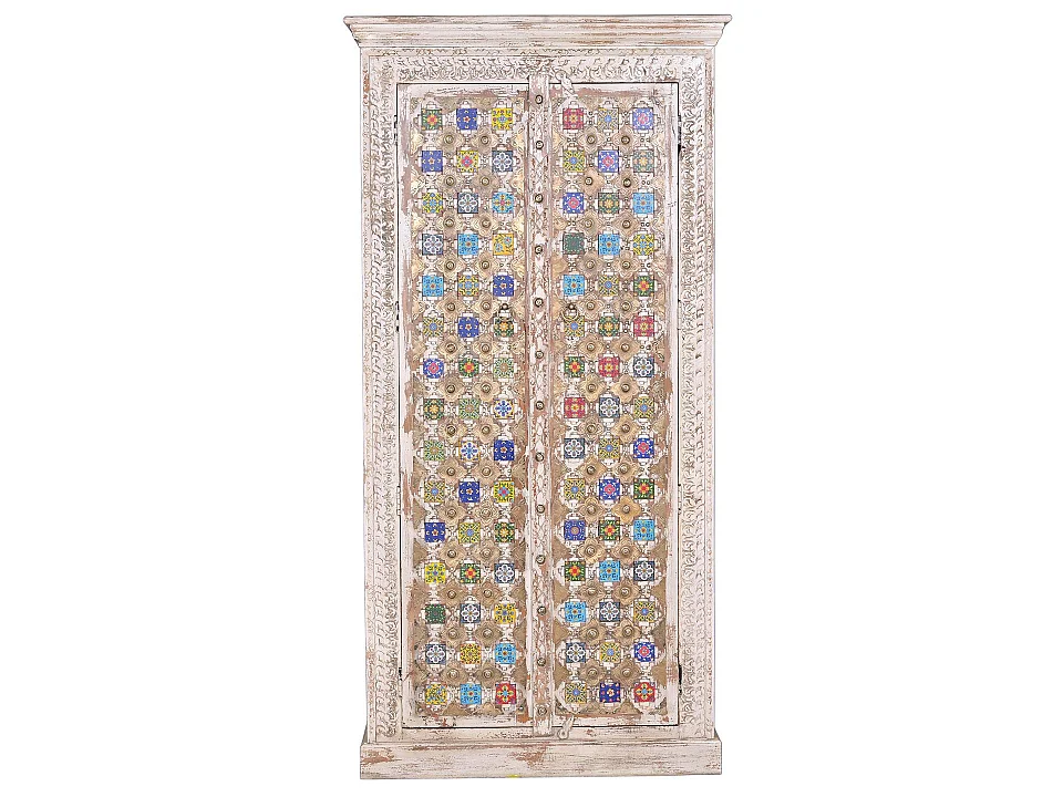 Armoire en bois de manguier 90 cm, style méditerranéen moderne - 180 x 90 x 50 cm
