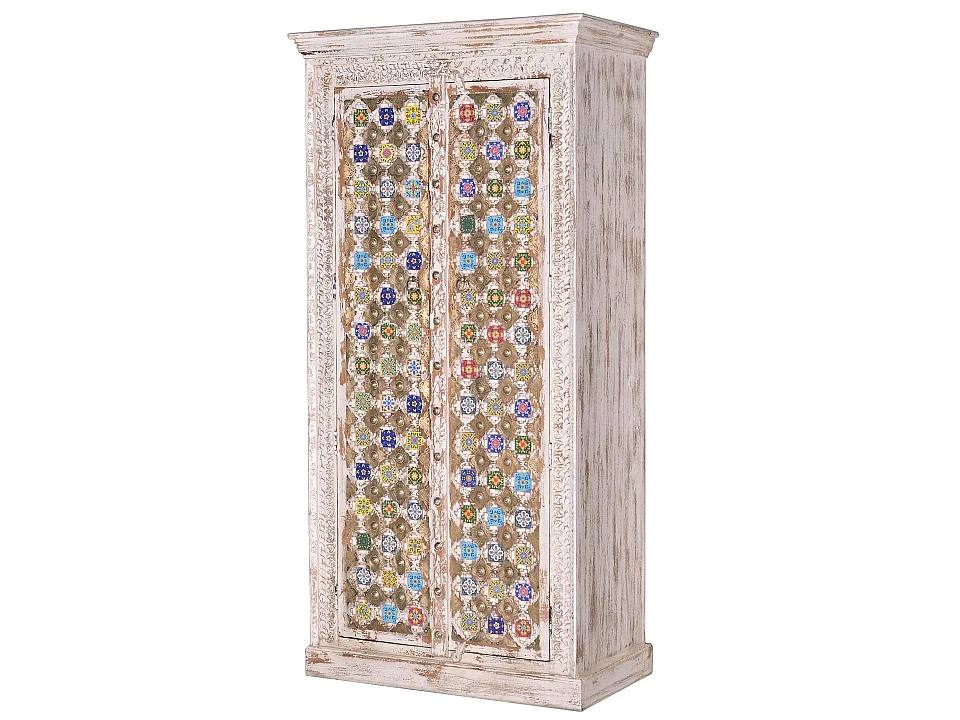 Armoire en bois de manguier 90 cm, style méditerranéen moderne - 180 x 90 x 50 cm
