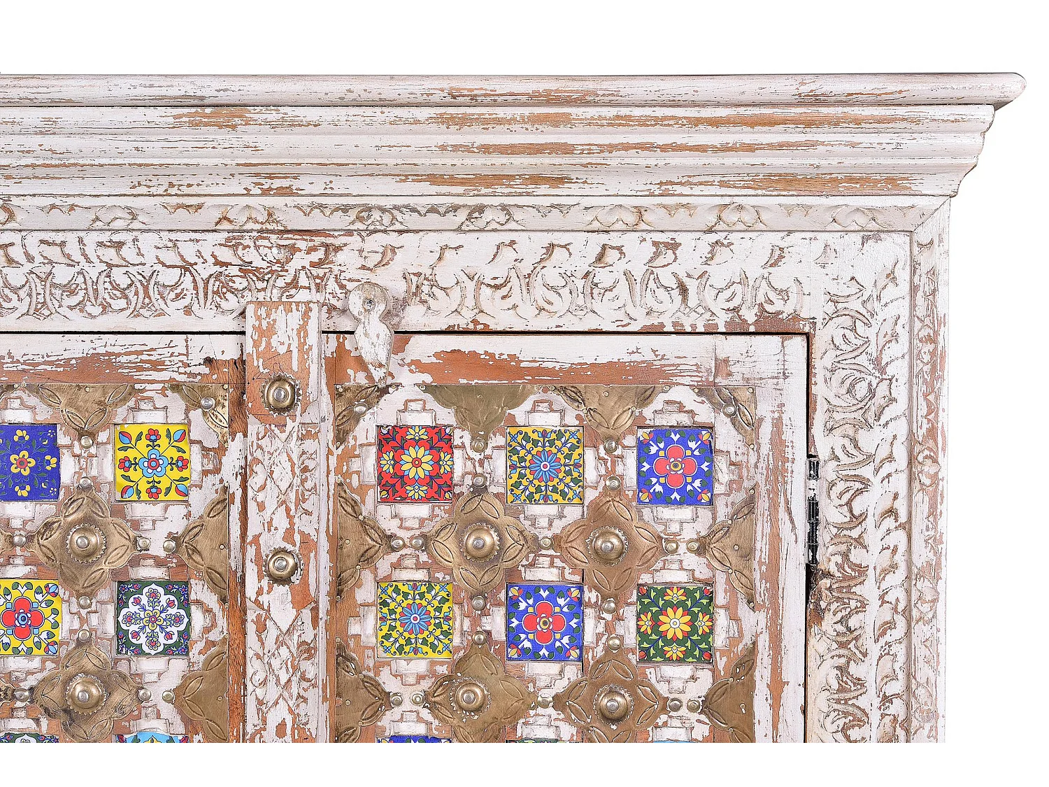 Armoire en bois de manguier 90 cm, style méditerranéen moderne - 180 x 90 x 50 cm