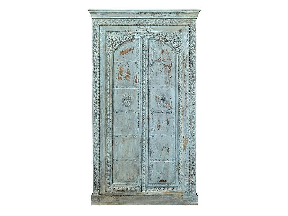 Armoire en bois de manguier 117 cm, style rustique vintage - 207 x 117 x 44 cm