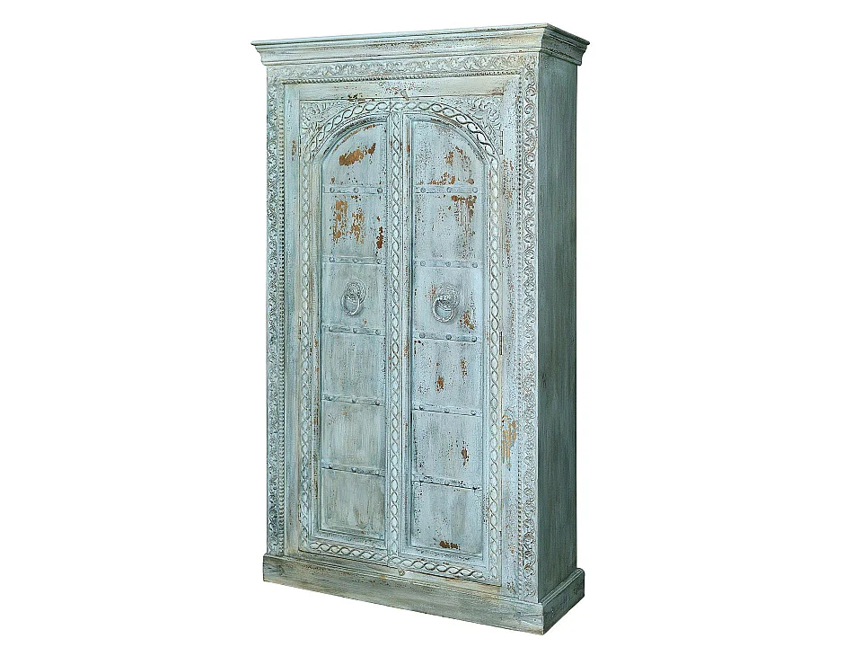 Armoire en bois de manguier 117 cm, style rustique vintage - 207 x 117 x 44 cm