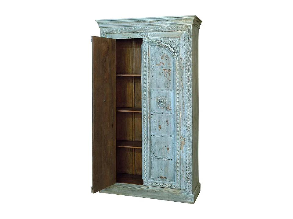 Armoire en bois de manguier 117 cm, style rustique vintage - 207 x 117 x 44 cm