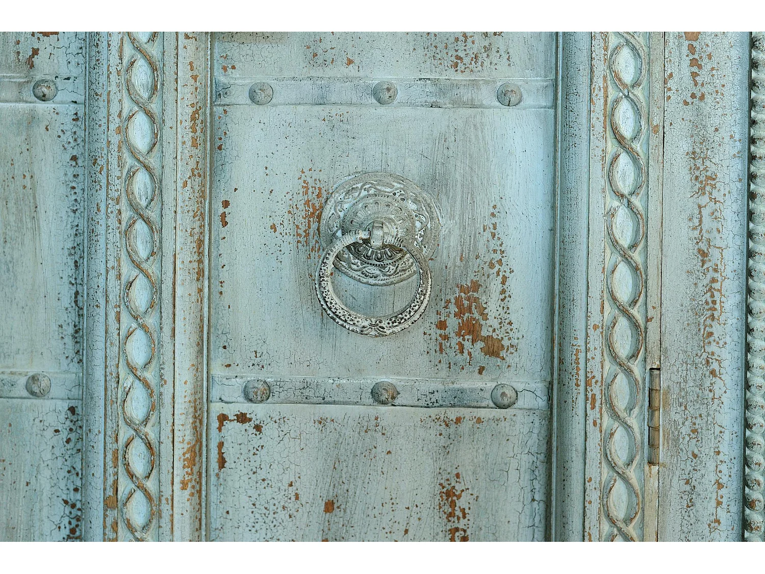 Armoire en bois de manguier 117 cm, style rustique vintage - 207 x 117 x 44 cm