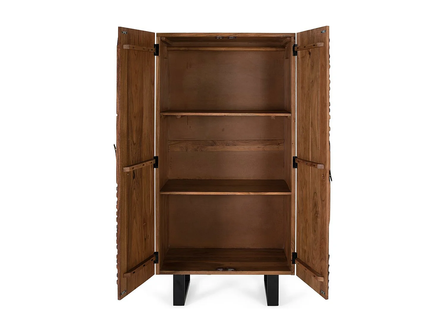 Armoire en bois d'acacia et métal