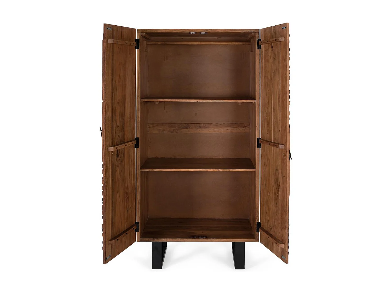 Armoire en bois d'acacia et métal
