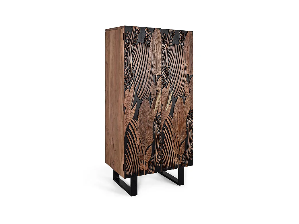 Kledingkast van acaciahout, 90 cm, moderne etnische stijl - 180x90x55