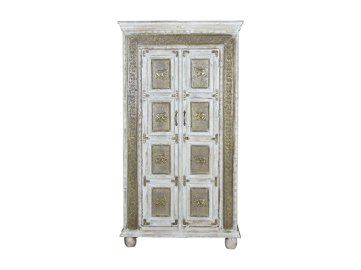 Coffret en manguier blanc vieilli craquelé