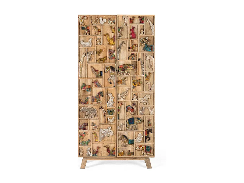 Handbemalter Schrank aus Mangoholz