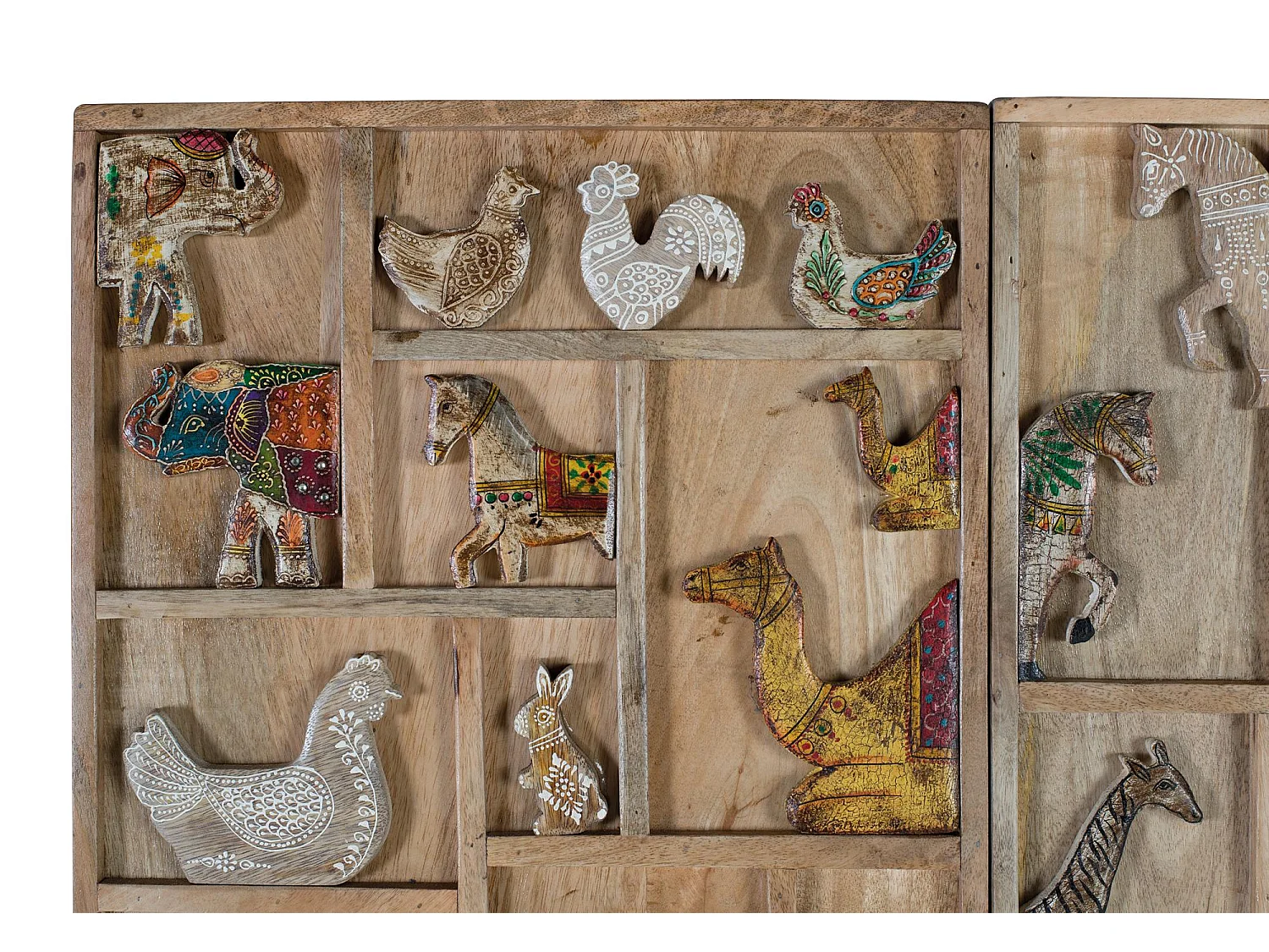 Handbemalter Schrank aus Mangoholz