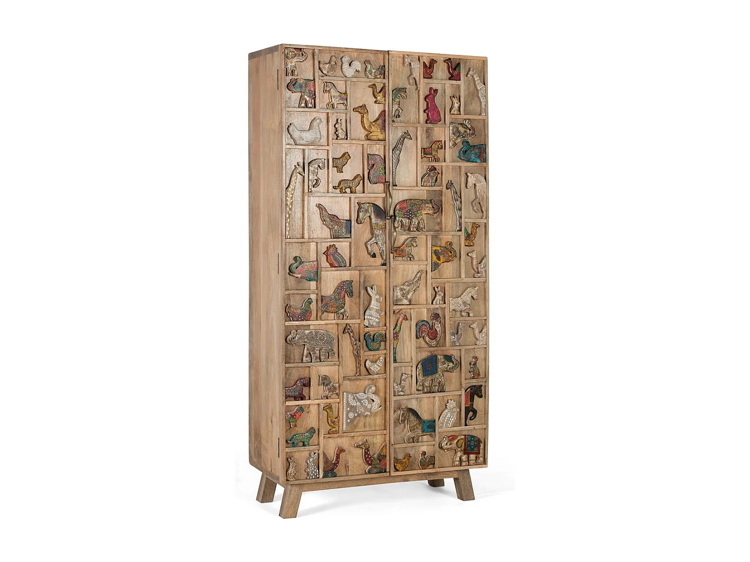 Handbemalter Schrank aus Mangoholz