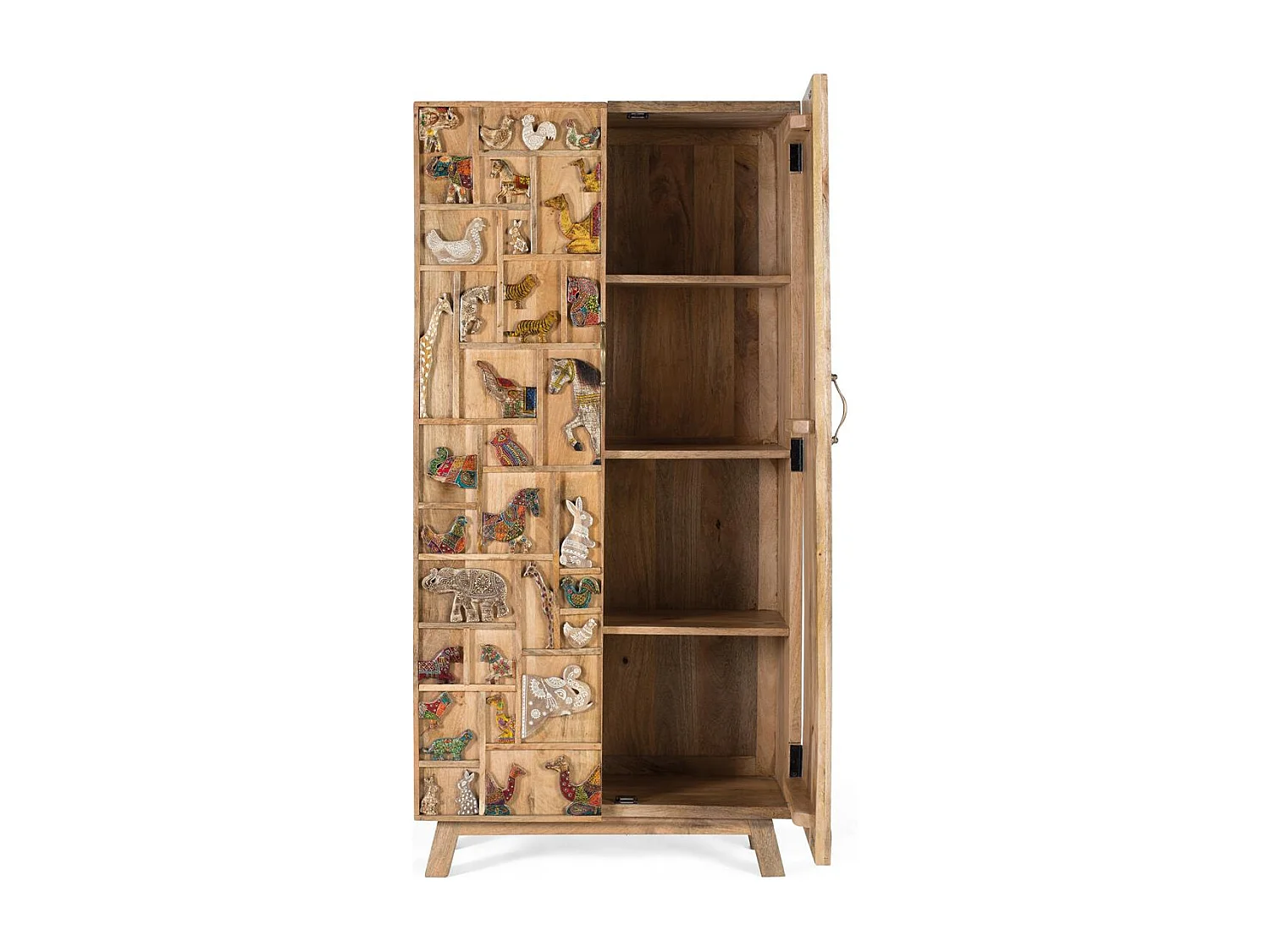 Handbemalter Schrank aus Mangoholz