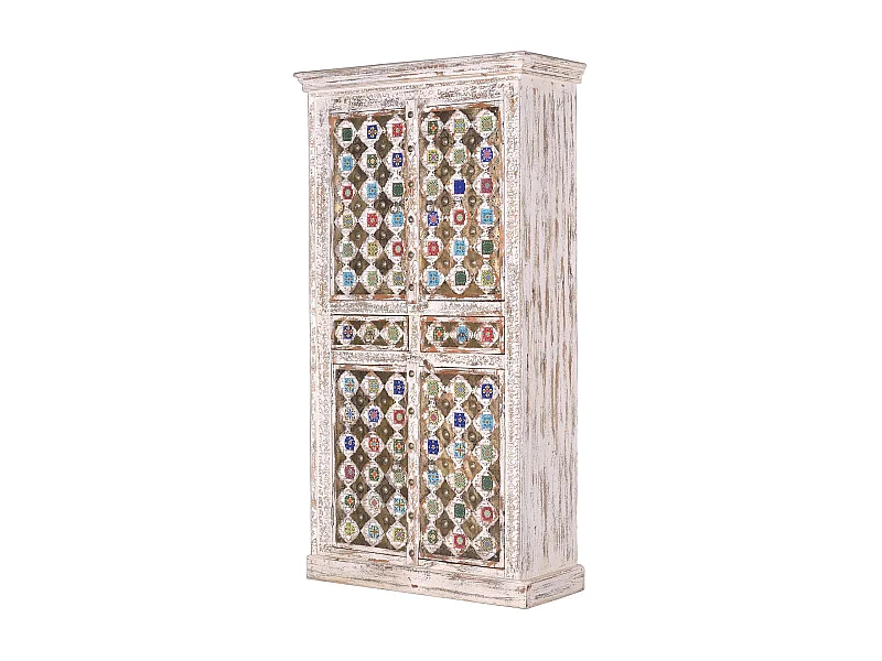 Armoire en bois de manguier détails en céramique et bronze