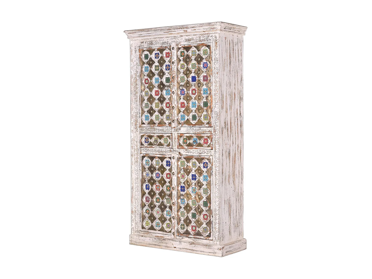 Armoire en bois de manguier détails en céramique et bronze