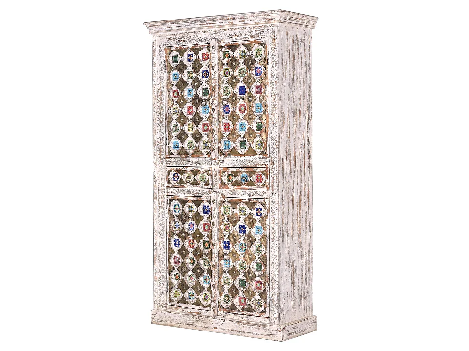 Armoire en bois de manguier 100 cm, style méditerranéen moderne - 185 x 100 x 40