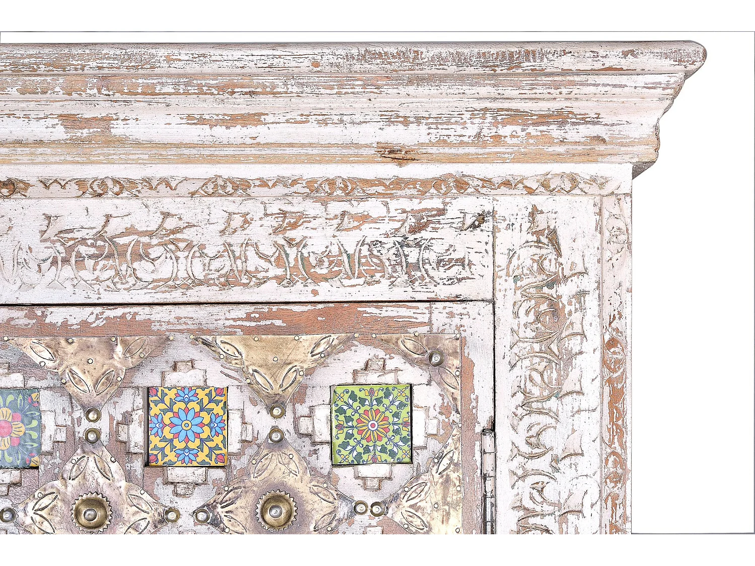Armoire en bois de manguier 100 cm, style méditerranéen moderne - 185 x 100 x 40