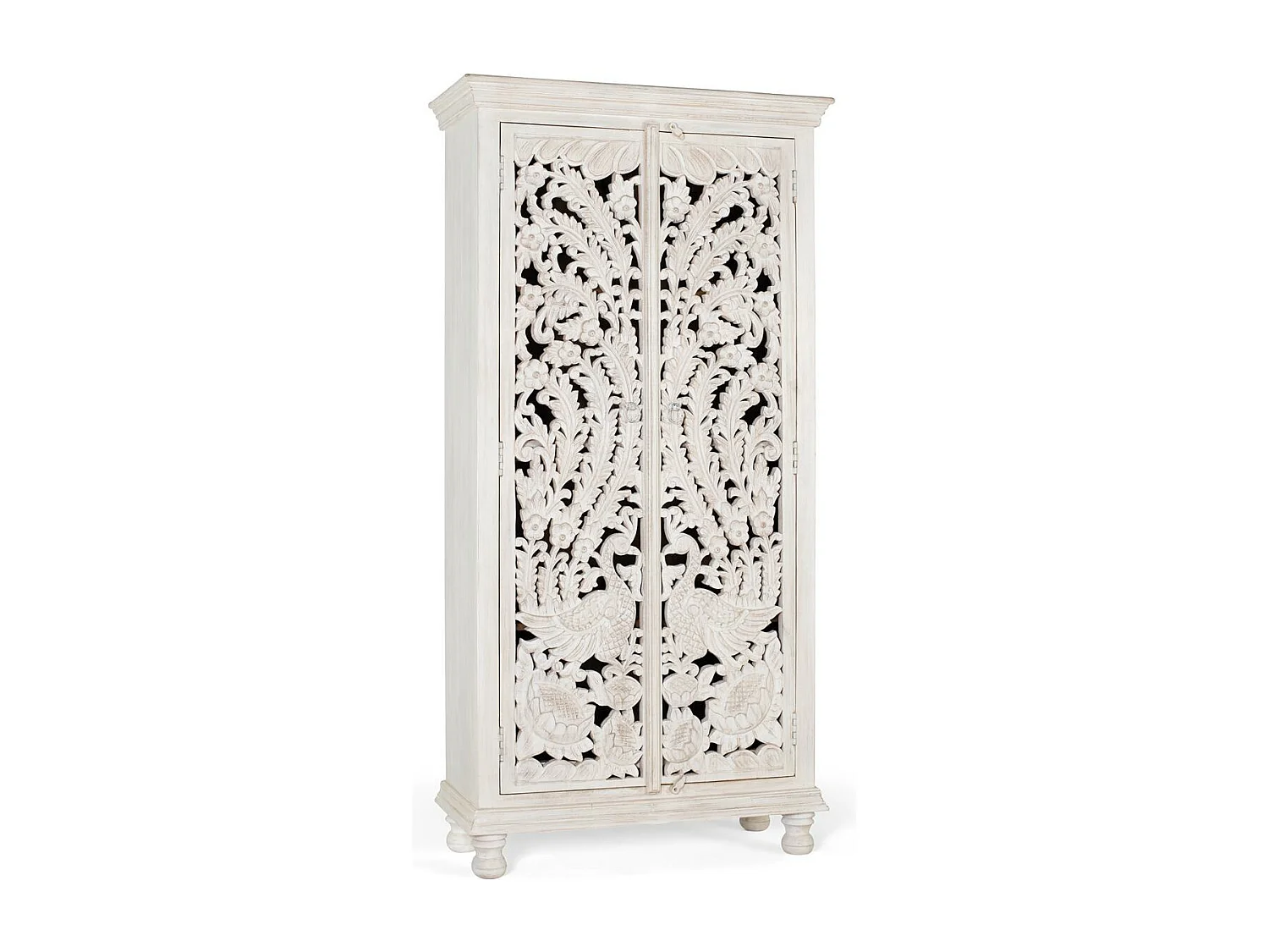 Szafa z postarzanego białego drewna mango