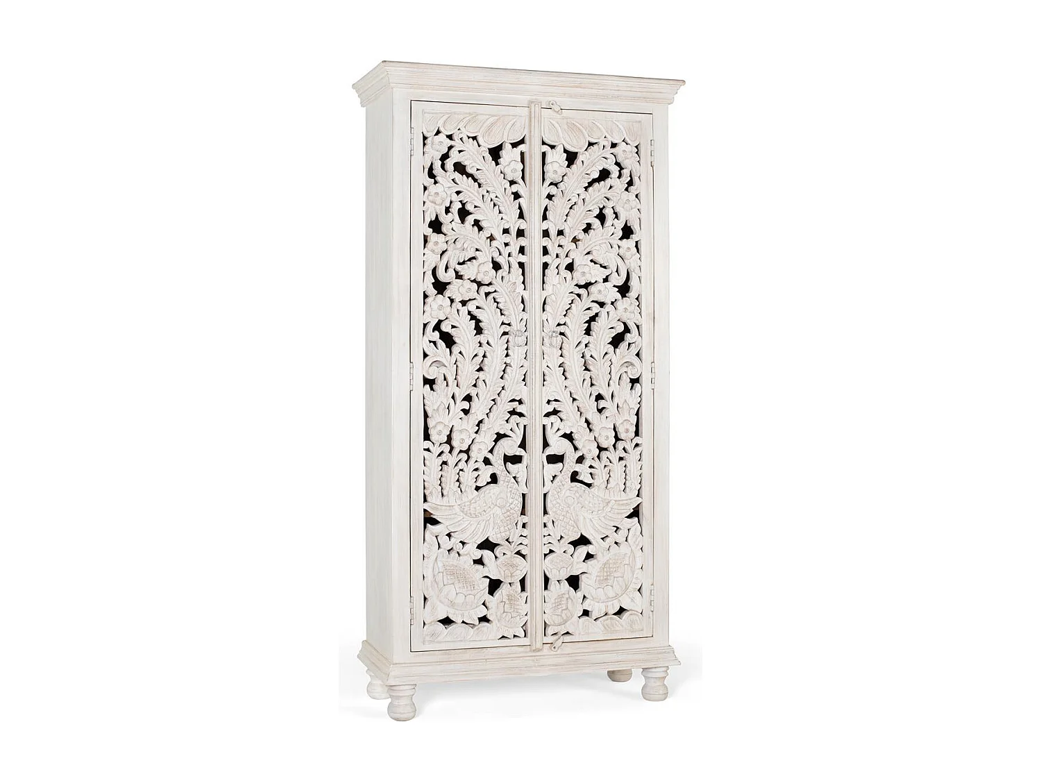 Armoire en bois manguier blanc vieilli