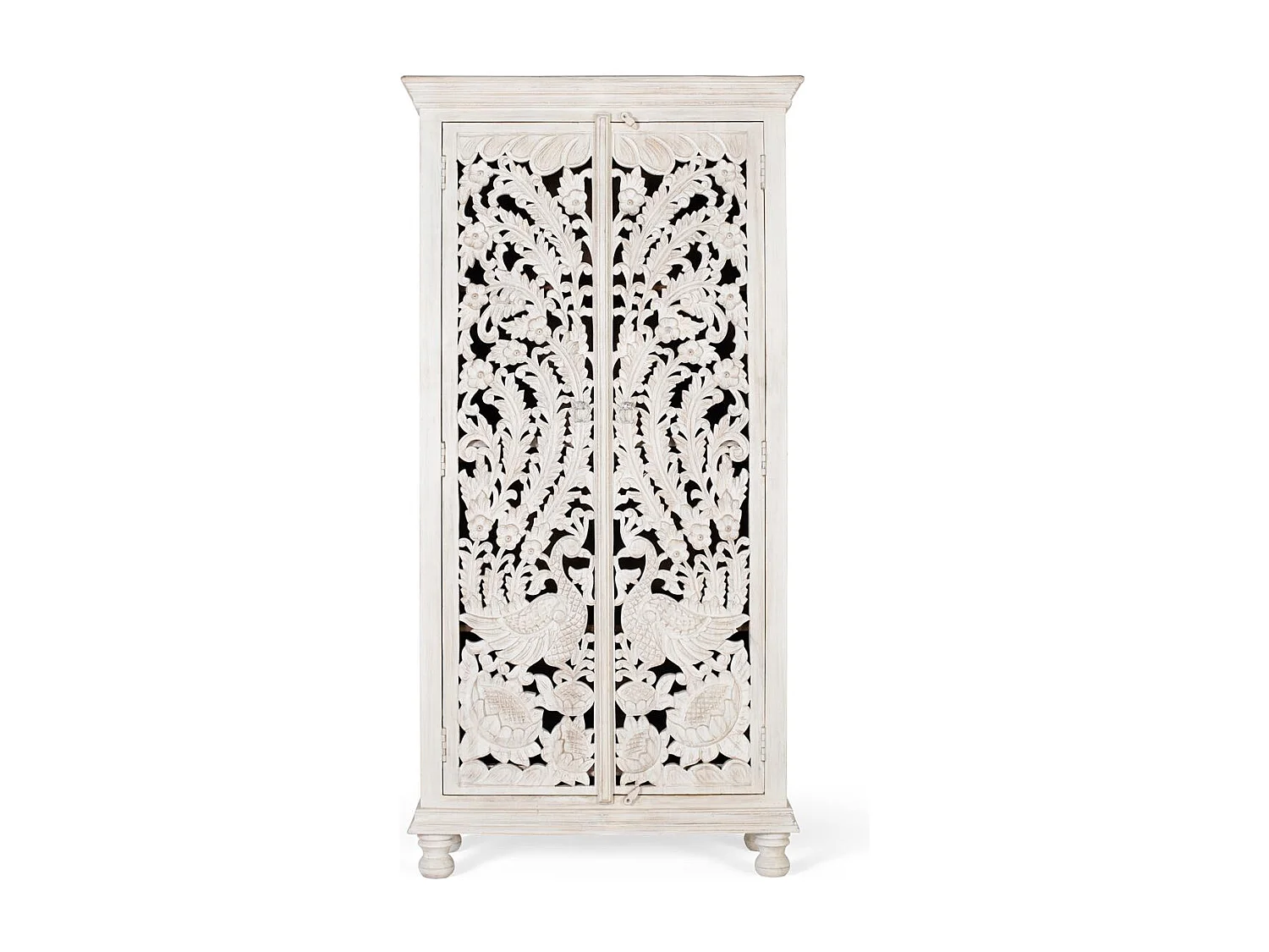 Armoire en bois manguier blanc vieilli