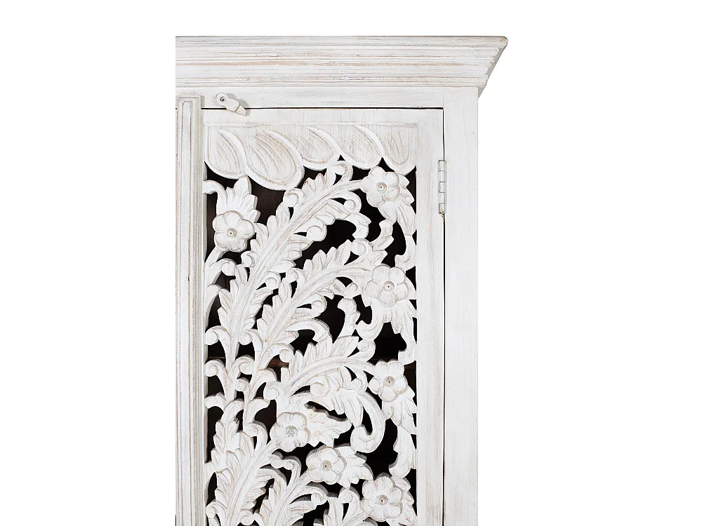 Armoire en bois manguier blanc vieilli
