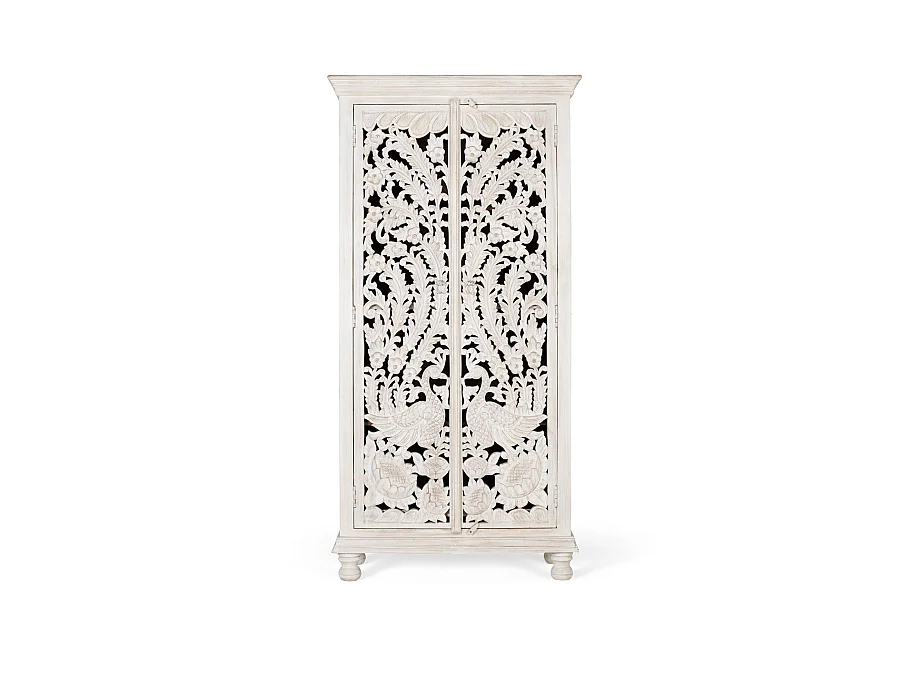 Armoire en bois de manguier 90 cm, style classique, faite à la main - 180 x 90 x 40 cm