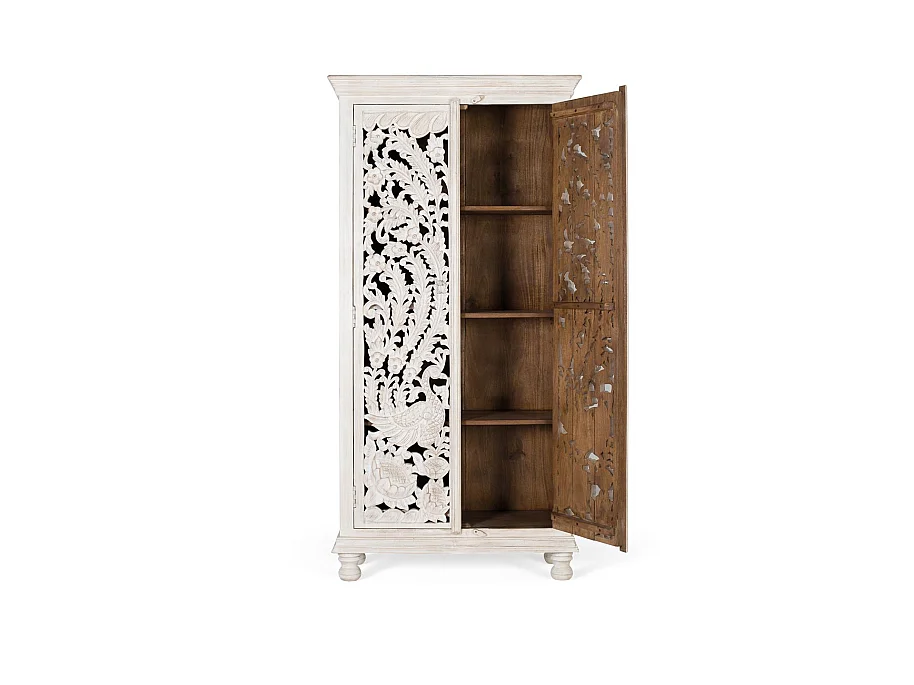 Armoire en bois de manguier 90 cm, style classique, faite à la main - 180 x 90 x 40 cm