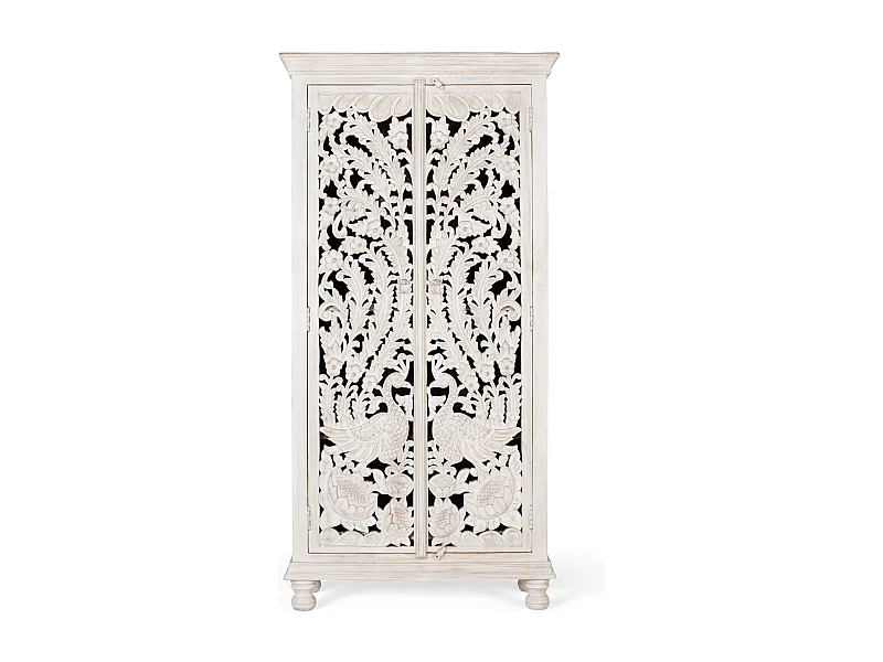 Armoire en bois manguier blanc vieilli