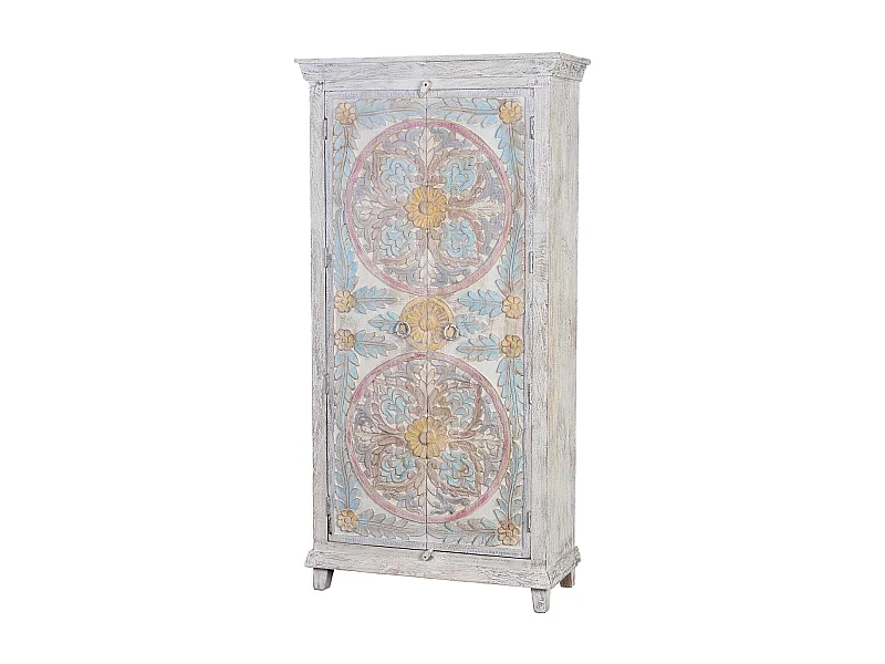 Armoire manguier détails vieillis tons pastel