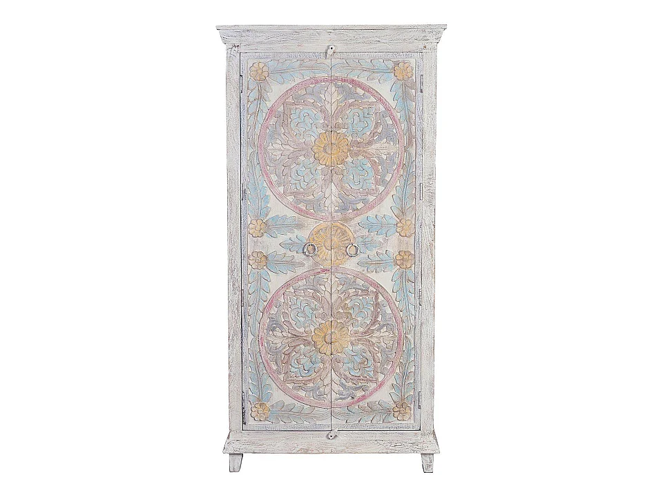 Armoire en bois de manguier 90 cm, style ethnique rustique - 180 x 90 x 40