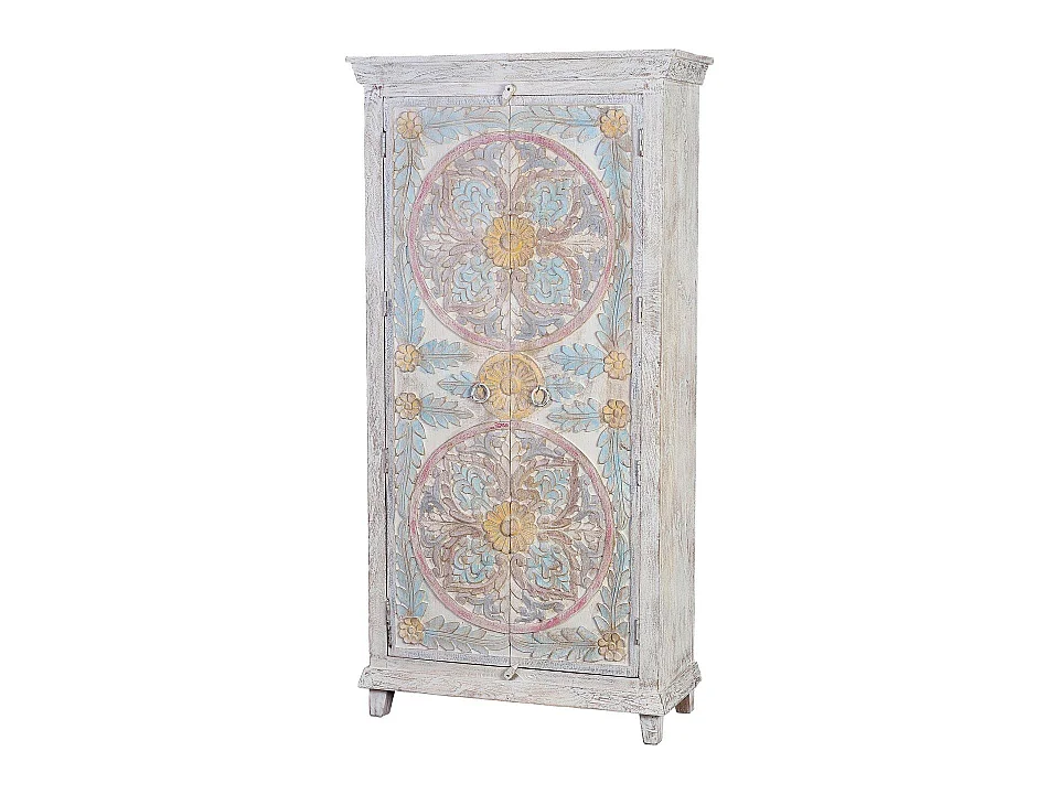 Armoire en bois de manguier 90 cm, style ethnique rustique - 180 x 90 x 40