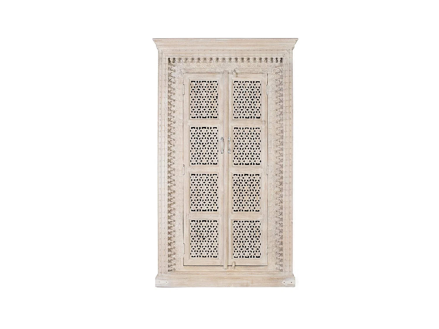 Armoire en bois manguier blanc décapé