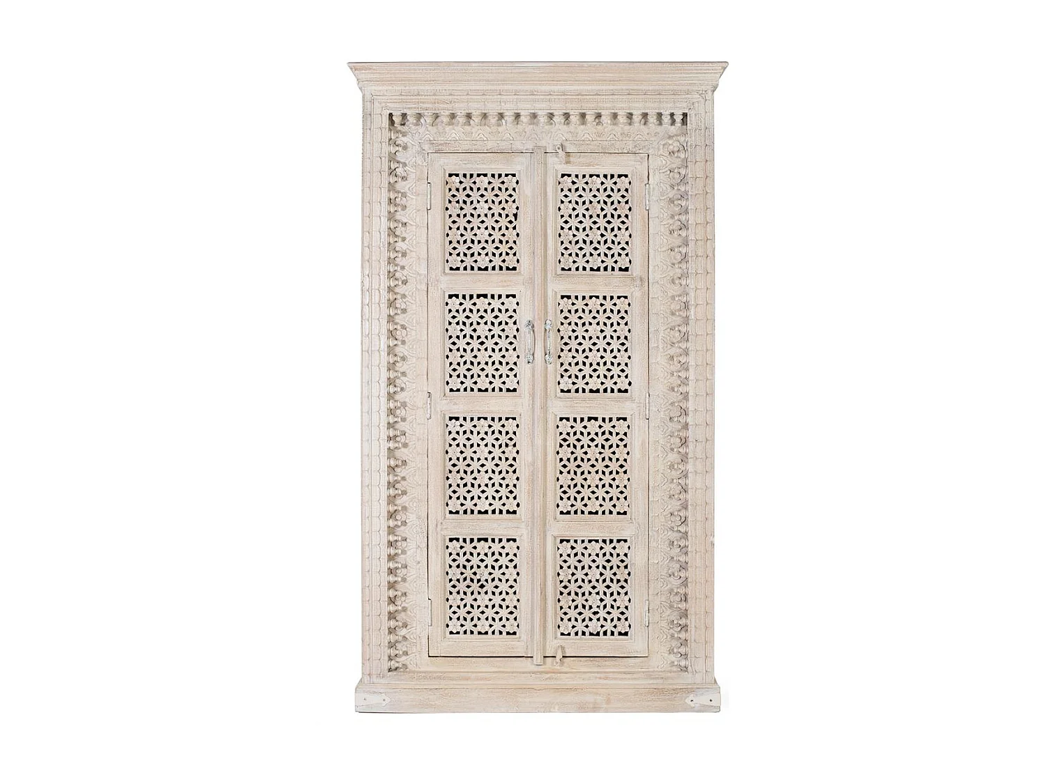 Armoire en bois manguier blanc décapé