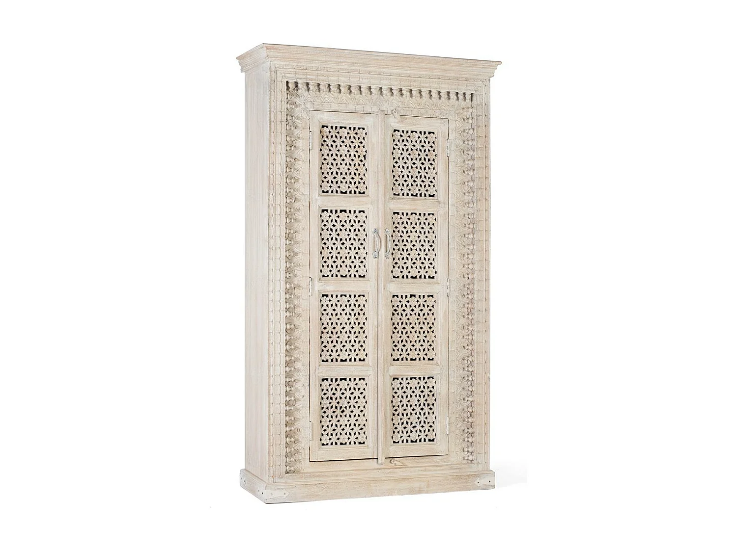 Armoire en bois manguier blanc décapé