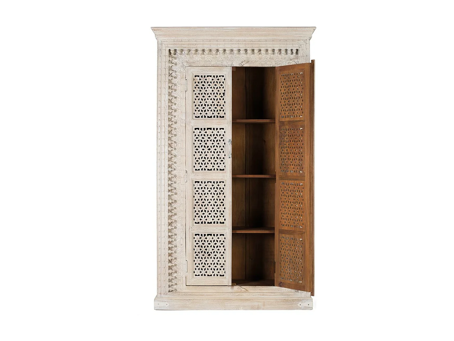 Armoire en bois manguier blanc décapé