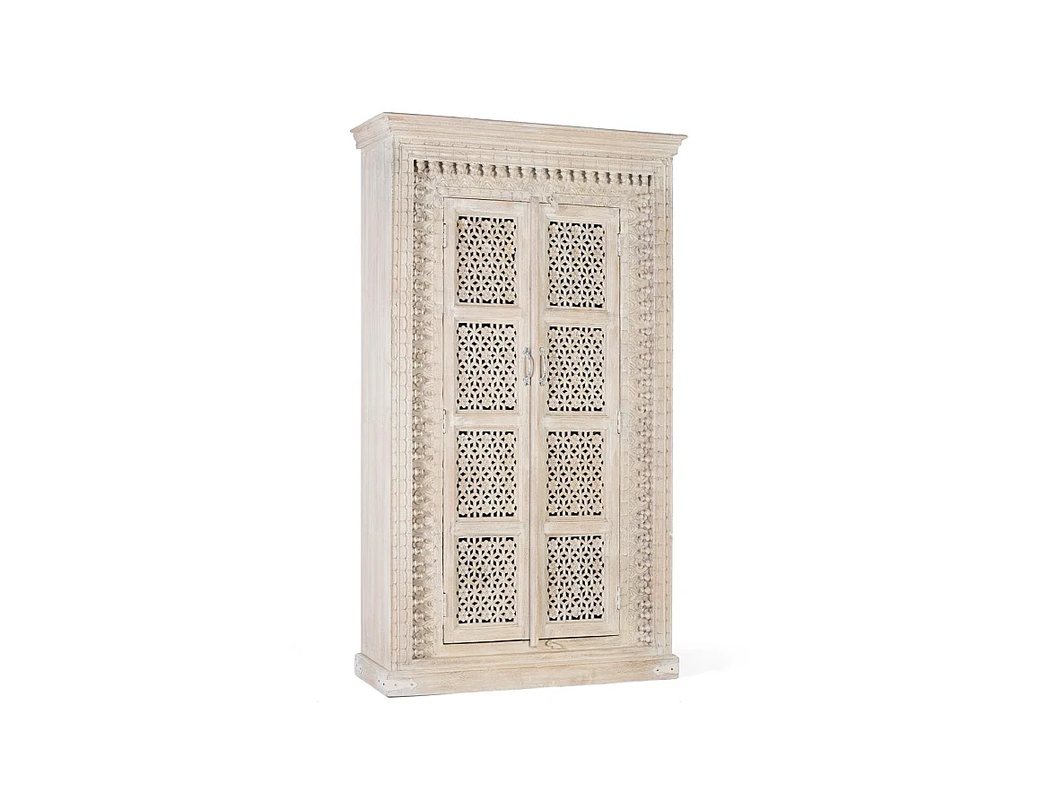 Armadio in legno di mango, stile moderno mediterraneo, 110 cm - 190x110x40
