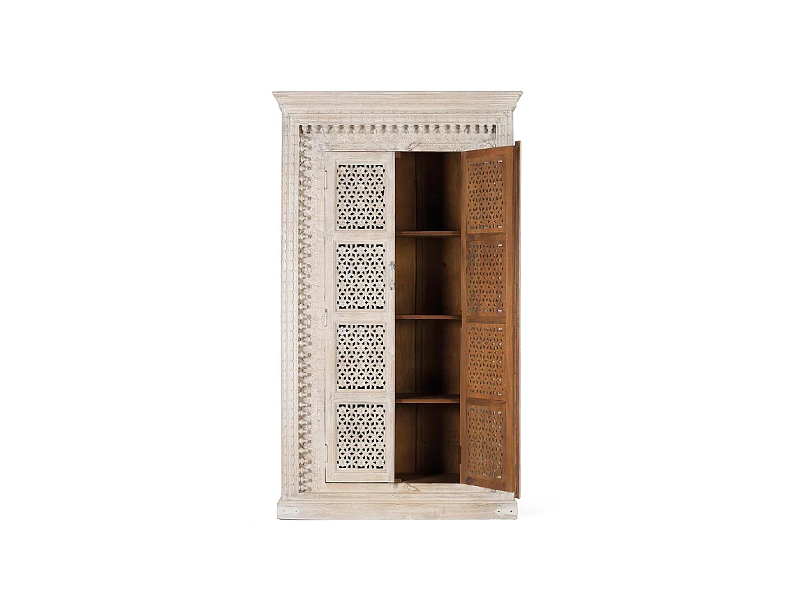 Armadio in legno di mango, stile moderno mediterraneo, 110 cm - 190x110x40