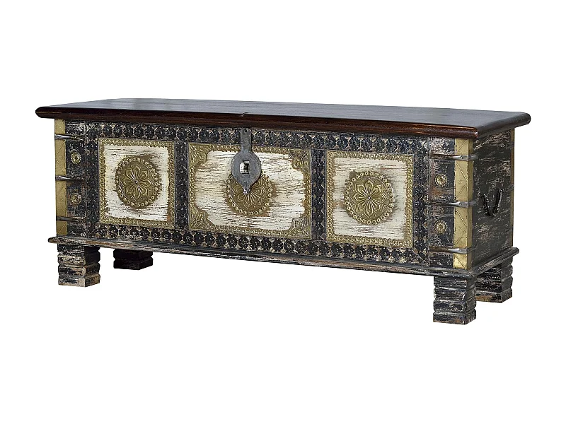 Baule in legno di mango e dettagli in bronzo Multicolor .45x40x116 Giner y Colomer