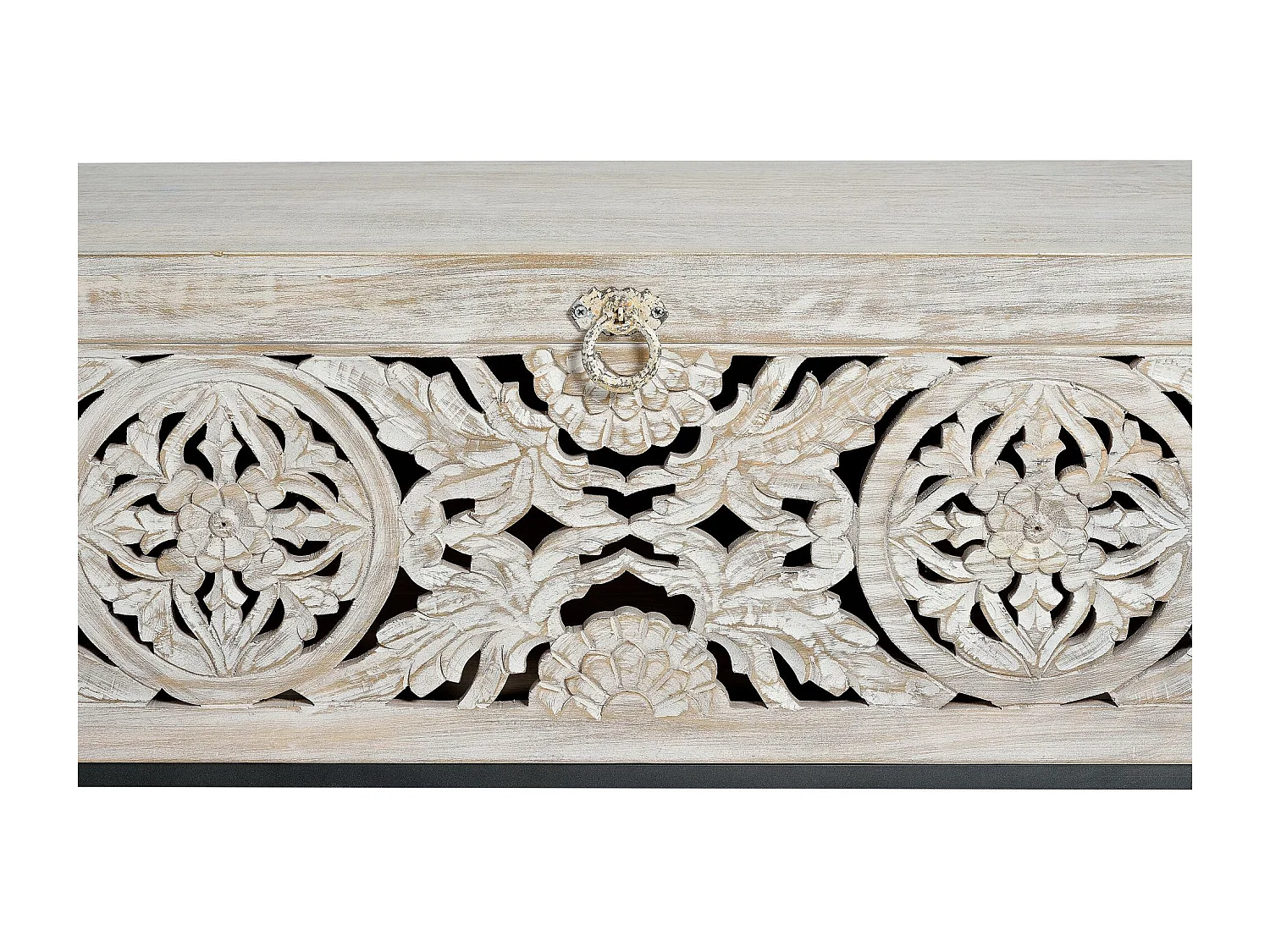 Tronco em madeira de mangueira e pés em metal branco envelhecido Blanco.Giner y Colomer.50x40x116