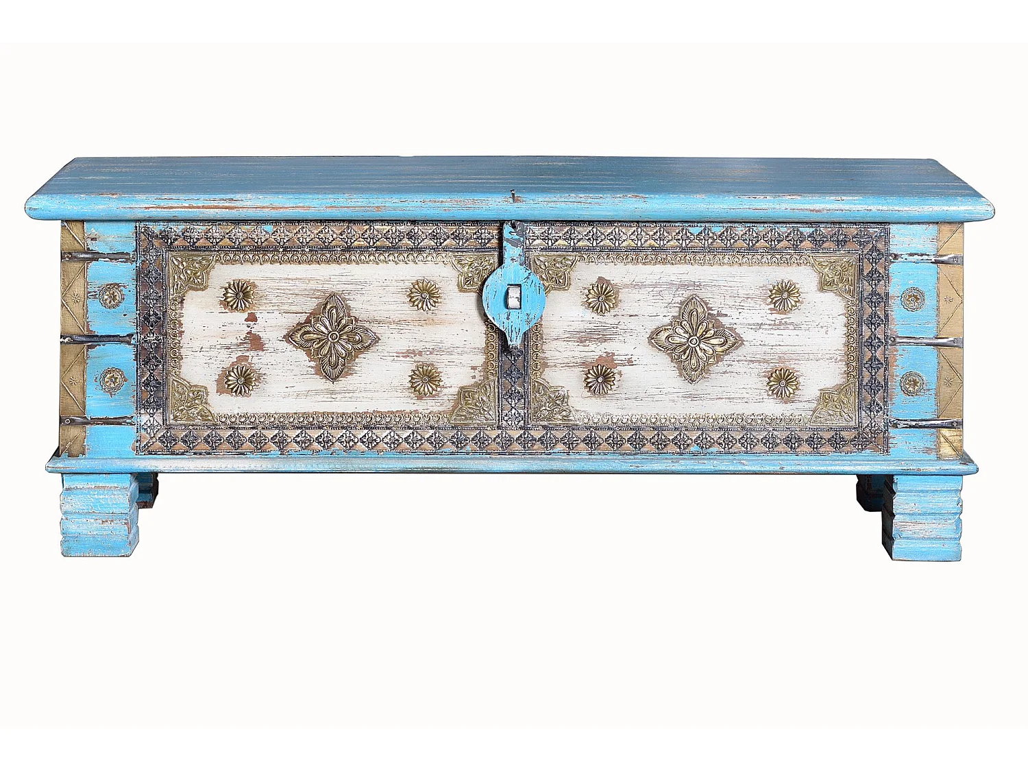 Tronco in legno di mango in blu invecchiato azul .45x40x116 Giner y Colomer