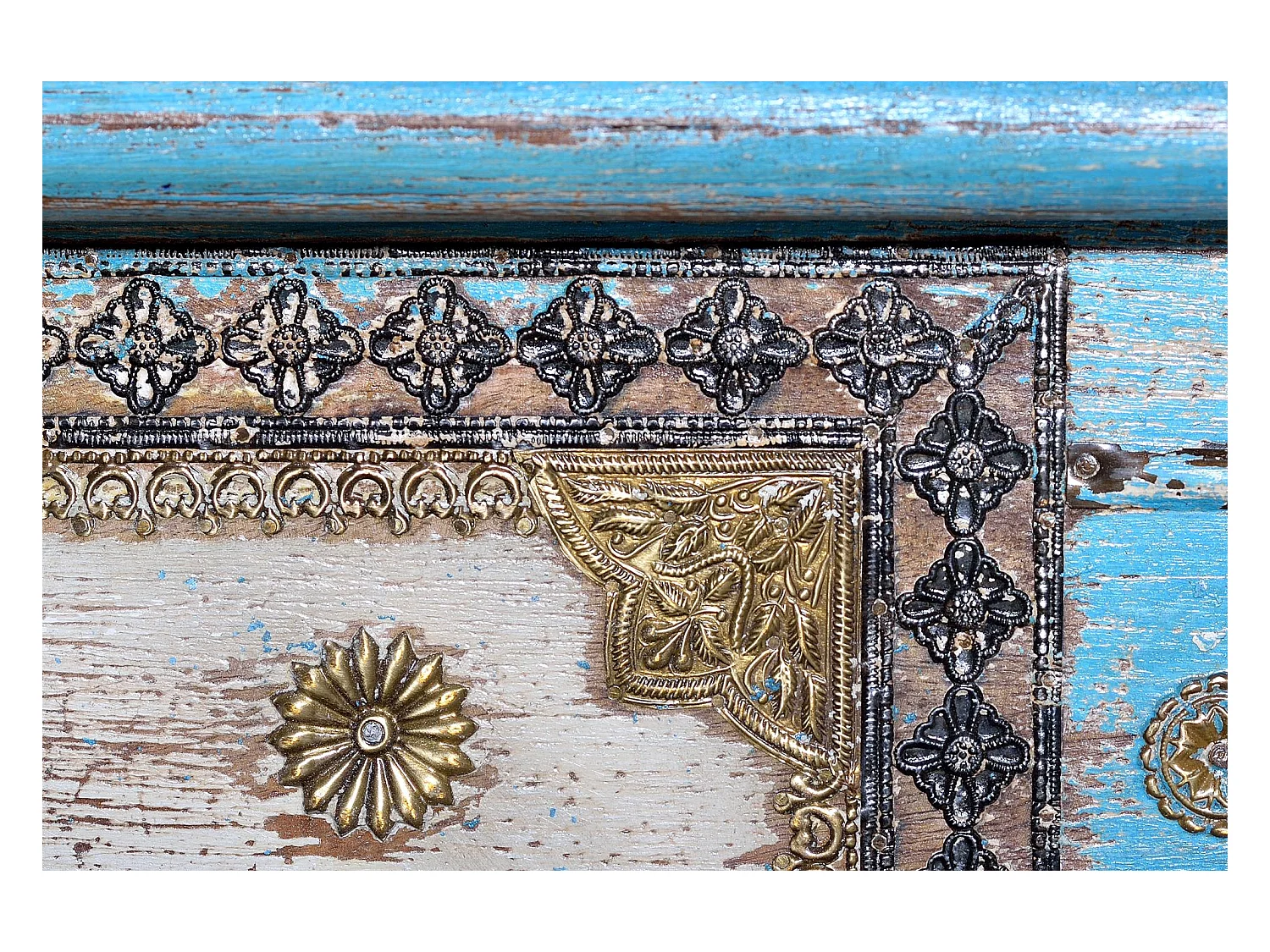 Tronco em madeira de manga azul envelhecido azul.Giner y Colomer.45x40x116