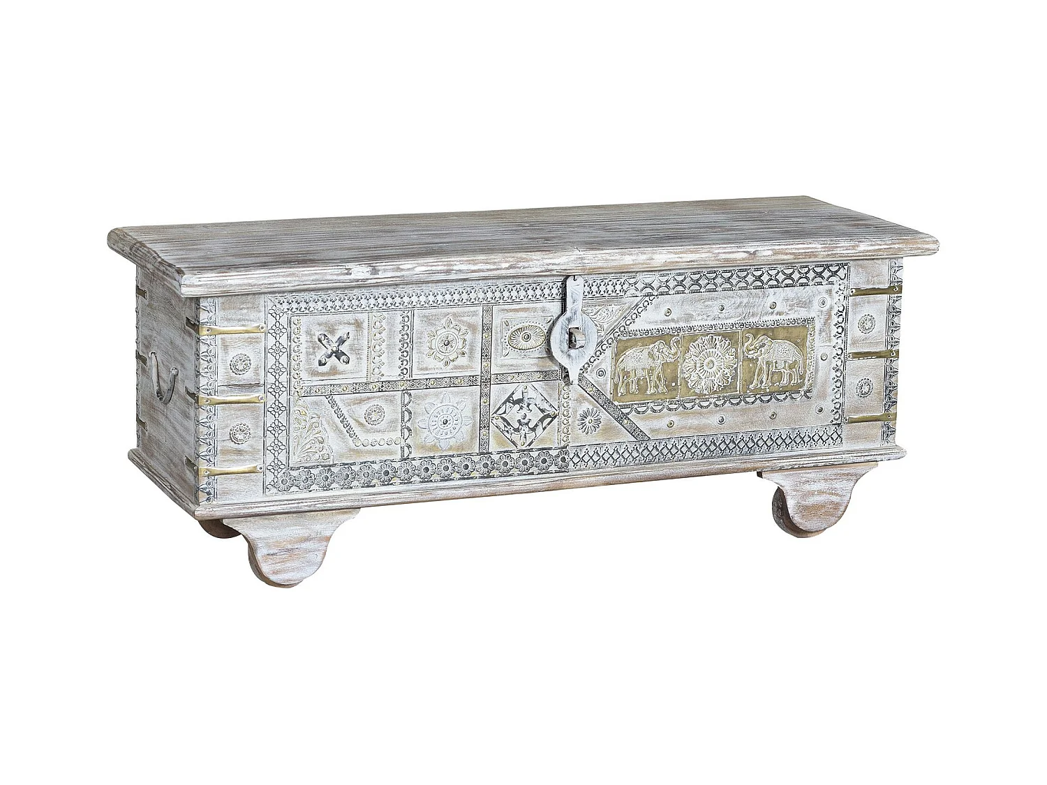 Baúl madera de mango blanco envejecido Blanco.Giner y Colomer 46x40x116